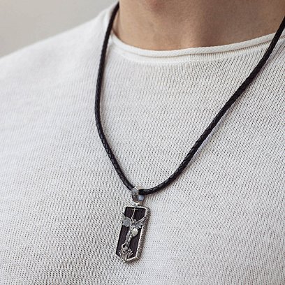 Серебряный кулон "Архангел Михаил" с эбеновым деревом 1265 №4