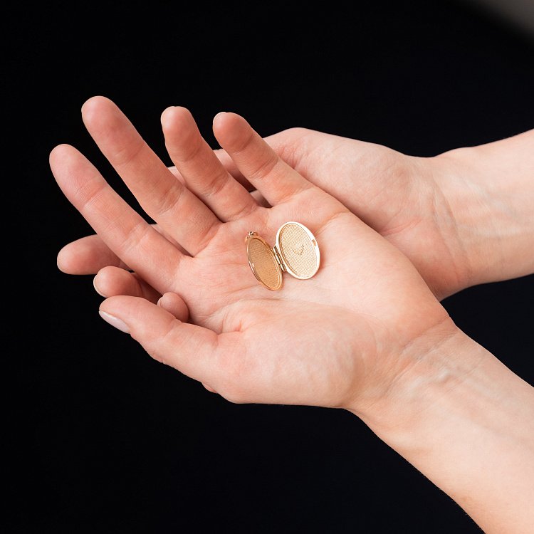 Золотой кулон для фотографии "Цветы" (чернение) п03451 от ювелирного магазина Оникс - 2