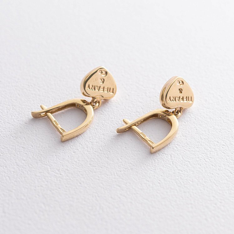 Золотые серьги "Сердечки" с03869 от ювелирного магазина Оникс - 2