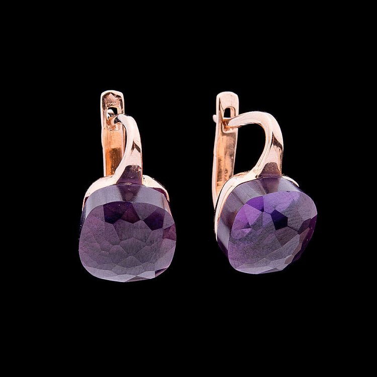 Золотые серьги с фианитом с03949 от ювелирного магазина Оникс