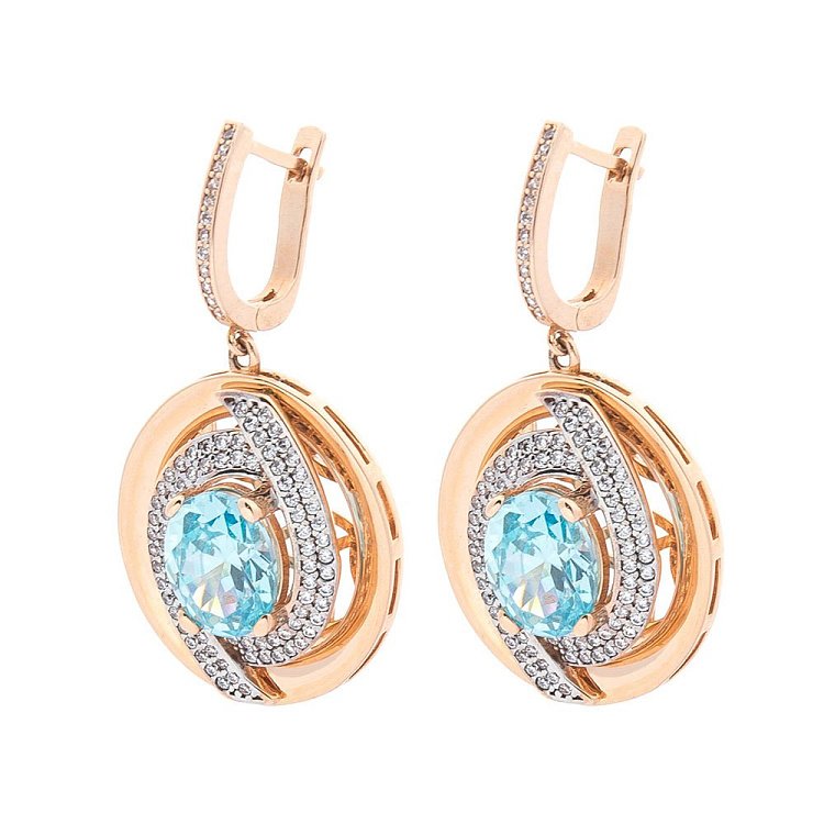 Золоті сережки з фіанітами с03953 від ювелірного магазину Онікс