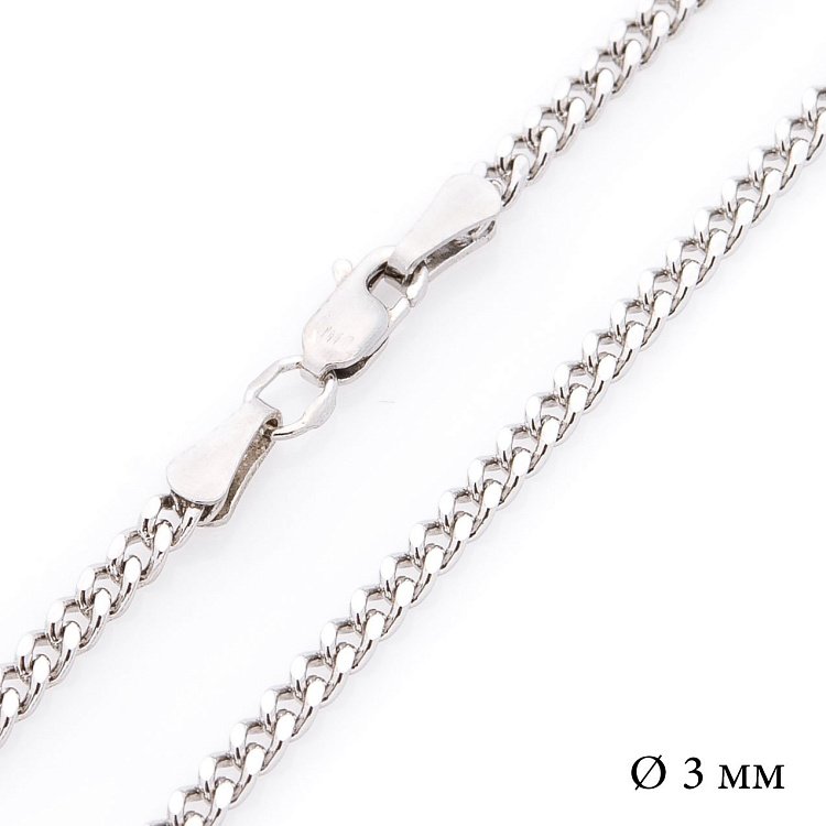Срібний родований ланцюжок плетіння панцирне б010083 від ювелірного магазину Онікс