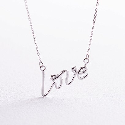 Колье "Love" в белом золоте кол02266 №4