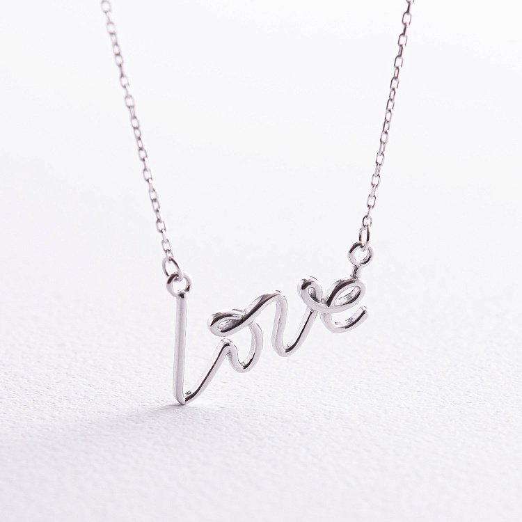 Колье "Love" в белом золоте кол02266 от ювелирного магазина Оникс - 4