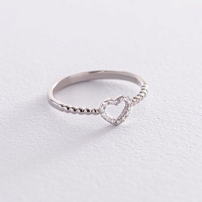 Золотое кольцо "Сердечко" с бриллиантами 101-10028b