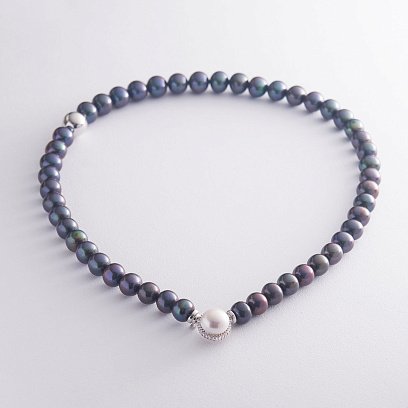 Колье из жемчуга с фианитами бус480