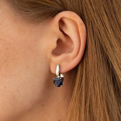 Серебряные серьги с сапфирами GS-02-003-31 №4