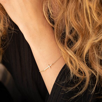 Браслет "Хрестик" у жовтому золоті з2081ж №10