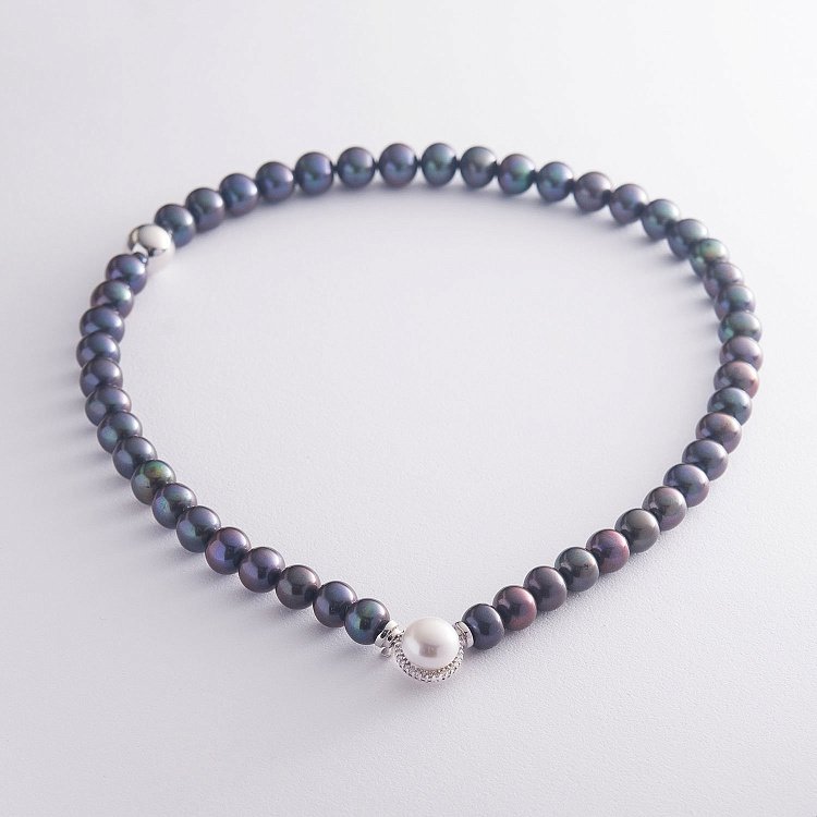 Колье из жемчуга с фианитами бус480 от ювелирного магазина Оникс