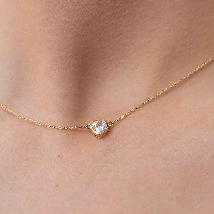 Колье "Сердечко" в желтом золоте кол01822 от ювелирного магазина Оникс - 8