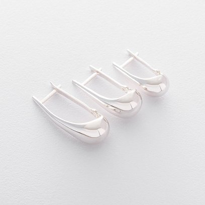 Серьги "Маленькие  капельки" в серебре (2.6 см) 122497 №7