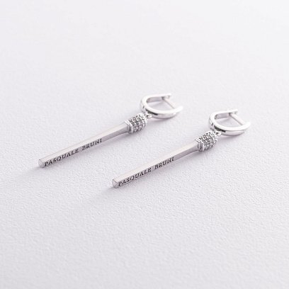 Золотые серьги "Спички" (фианит) с06280 №5