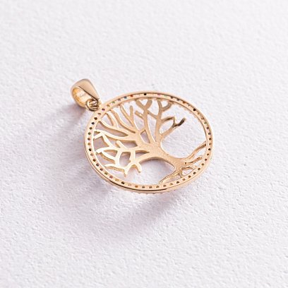 ﻿Золотий кулон "Дерево життя" з фіанітами п03655 №3