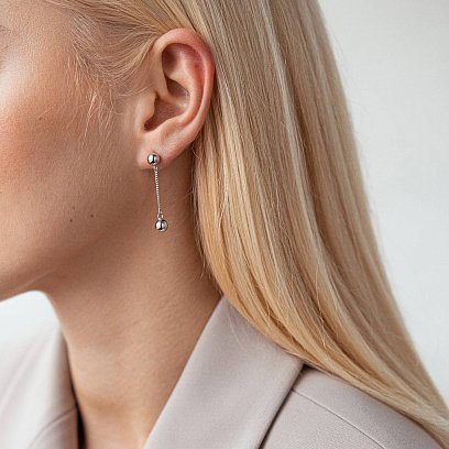 Серебряные серьги "Шарики" 123177 №3