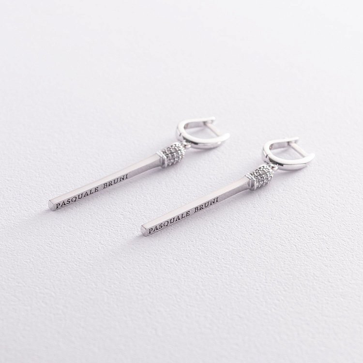 Золотые серьги "Спички" (фианит) с06280 от ювелирного магазина Оникс - 4