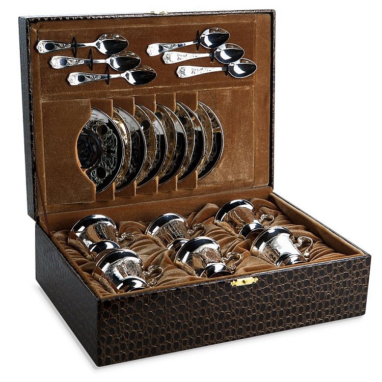 Серебряный чайный набор на 6 персон 73062 от ювелирного магазина Оникс