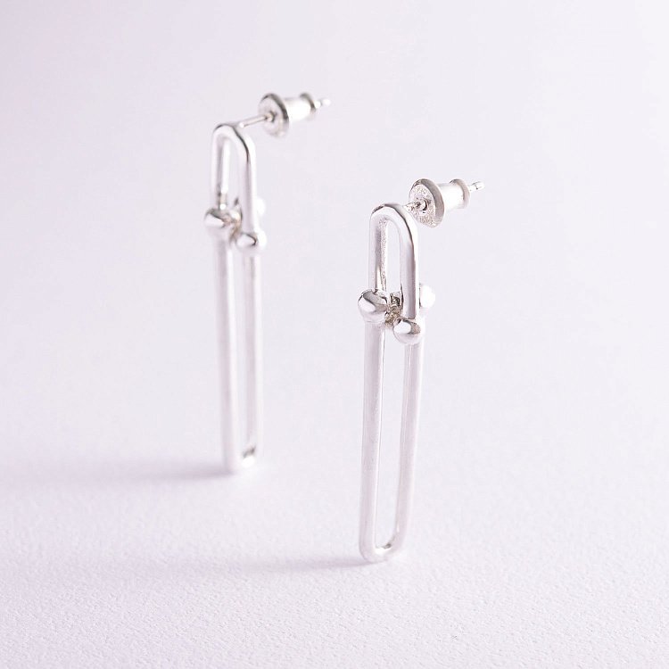 Серебряные серьги - пусеты "Идея" 122742 от ювелирного магазина Оникс - 2