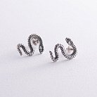 Серебряные серьги - пусеты "Змеи" 40019 от ювелирного магазина Оникс