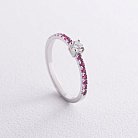 Золотое кольцо с бриллиантом и рубинами кб0473di от ювелирного магазина Оникс