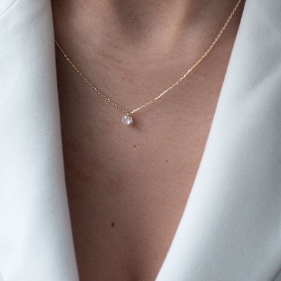 Колье "Сердечки" в желтом золоте (фианит) кол01821 №4