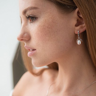 Золотые серьги с жемчугом с07318 №2