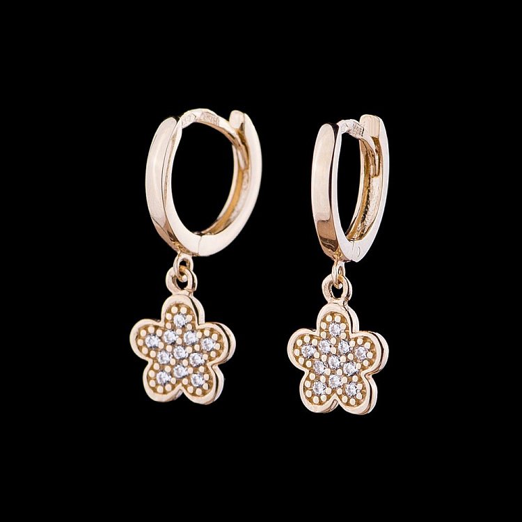 Детские золотые серьги "Цветочек" с04850 от ювелирного магазина Оникс - 3