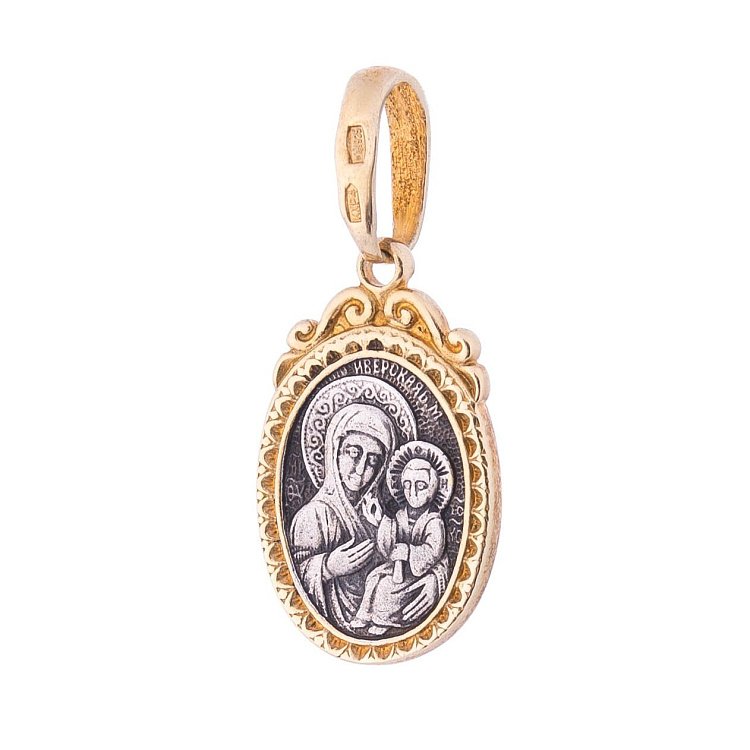 Серебряная ладанка с чернением и позолотой 131807 от ювелирного магазина Оникс - 3