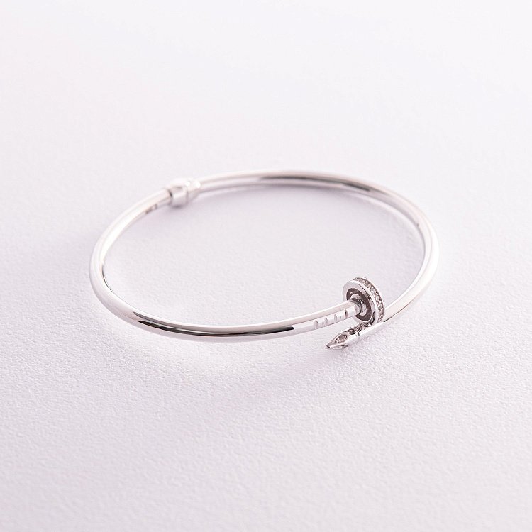 Браслет "Цвях" у білому золоті (фіаніти) б05172 від ювелірного магазину Онікс