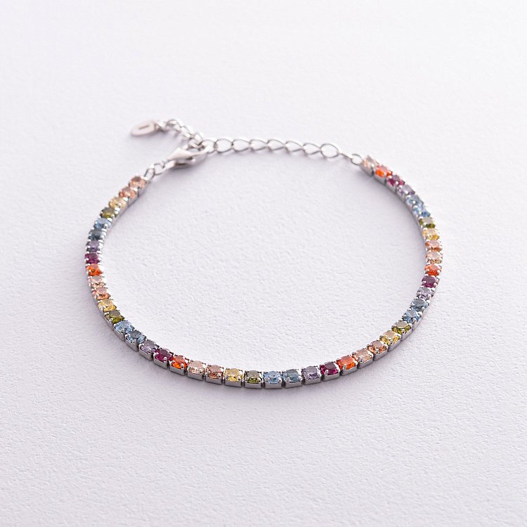 Серебряный браслет "Разноцветный" с фианитами 141632 от ювелирного магазина Оникс - 4