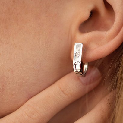 Золотые серьги "Ножки младенца" (фианиты) с08647 №2