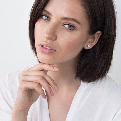 Золотые серьги-пусеты "Ромбы" с06195 №2