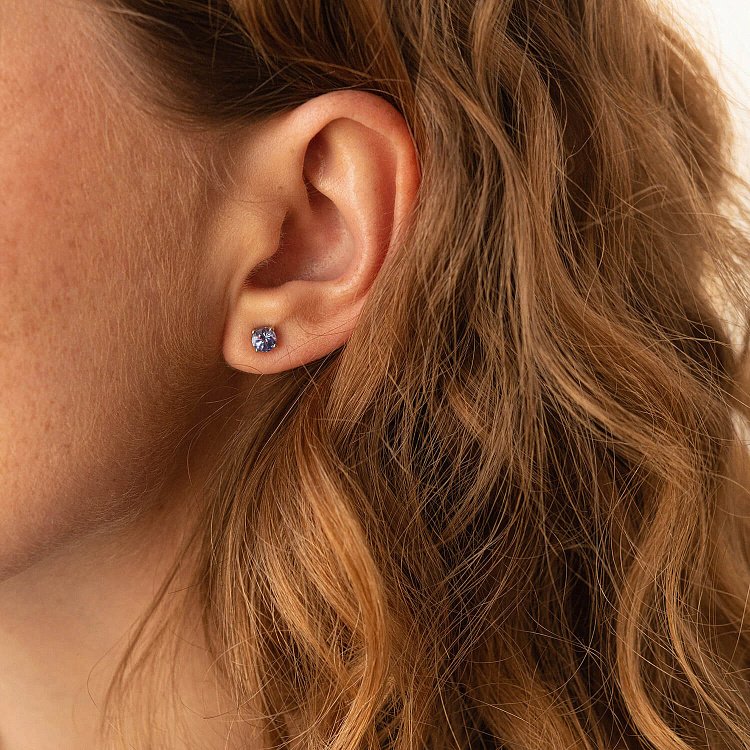 Золоті сережки - пусети з танзанітами сб0419gl від ювелірного магазину Онікс - 2