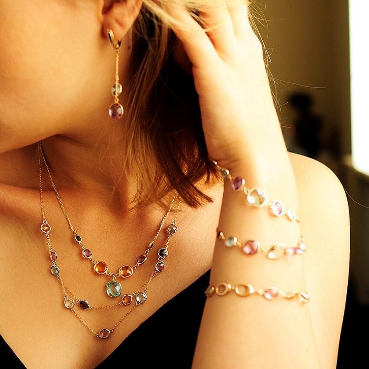 Золотые серьги с аметистом и топазом с02387 от ювелирного магазина Оникс - 2