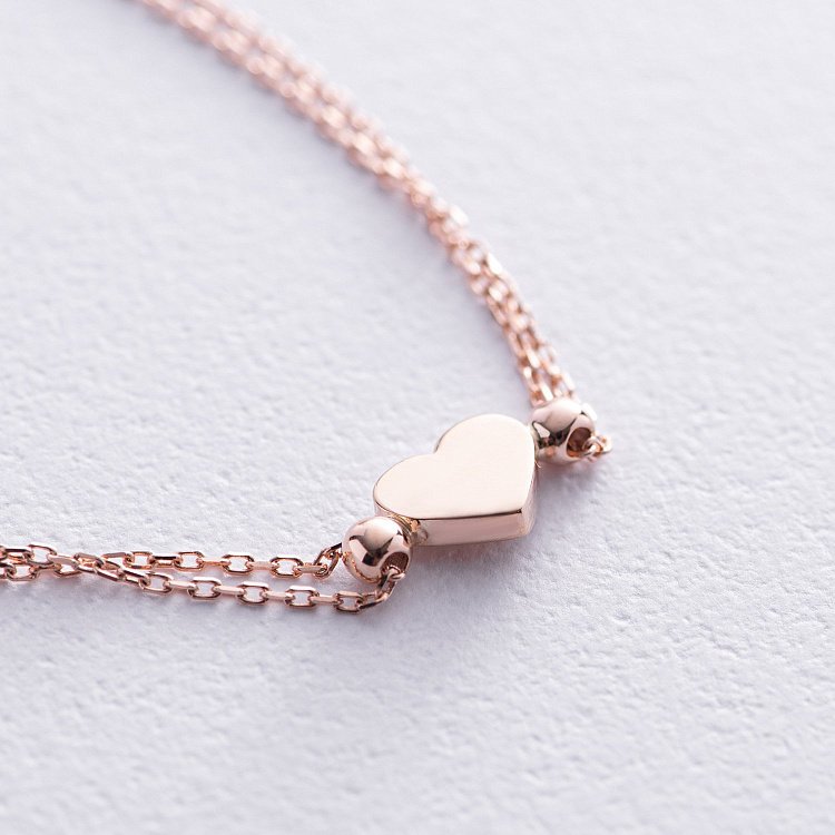 Двойной золотой браслет "Сердечко" б05103 от ювелирного магазина Оникс - 2