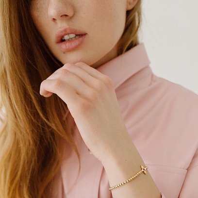 Шариковый браслет "Клевер" в желтом золоте б04436 №2