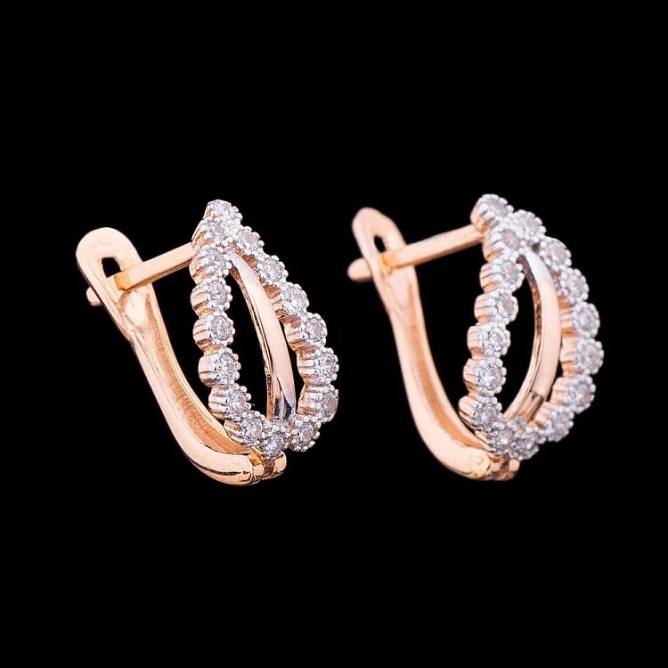 Сережки із золота з фіанітами с01220 від ювелірного магазину Онікс - 2