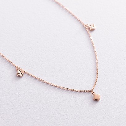 Золотой браслет "Клевер" на ногу б04906 №3