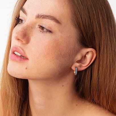 Золоті сережки "Беата" з блакитними фіанітами с08934 №4