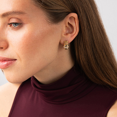 Сережки "Marie" у жовтому золоті (фіаніти) с09407 №2