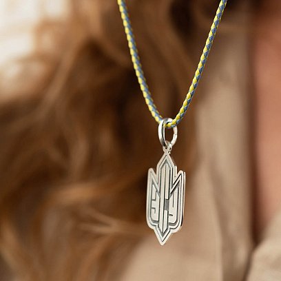 Патриотический ювелирный шнурок с серебряной застежкой 1020 №12