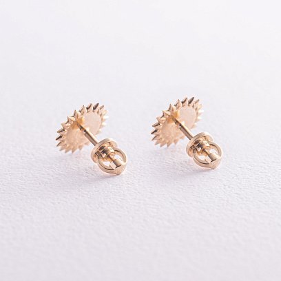 Золоті сережки - пусети "Соняшники" з чорними діамантами 326173122 №3