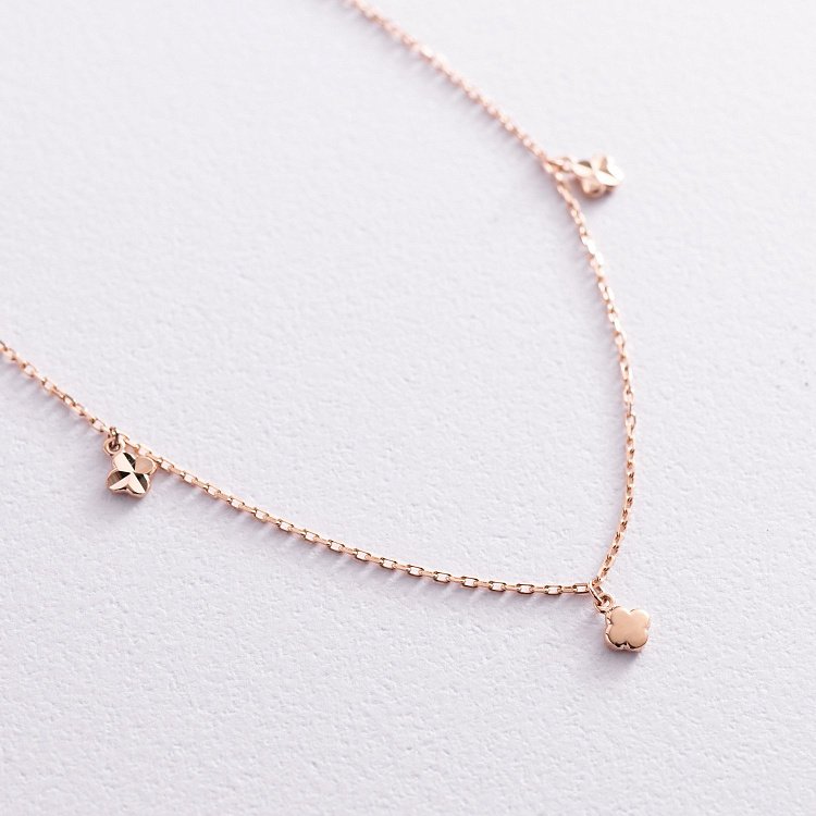 Золотой браслет "Клевер" на ногу б04906 от ювелирного магазина Оникс - 2