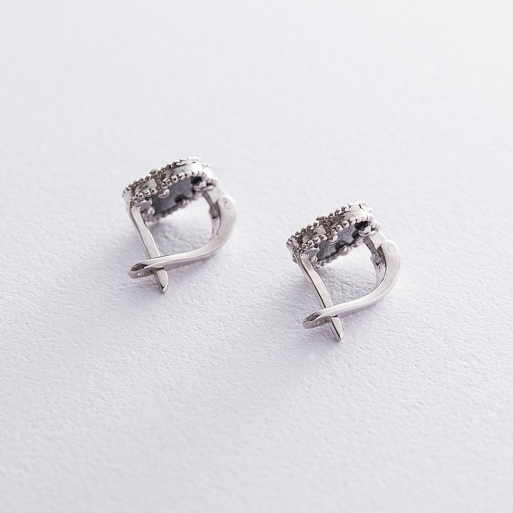 Золоті сережки "Конюшина" з оніксом с05818 від ювелірного магазину Онікс - 2