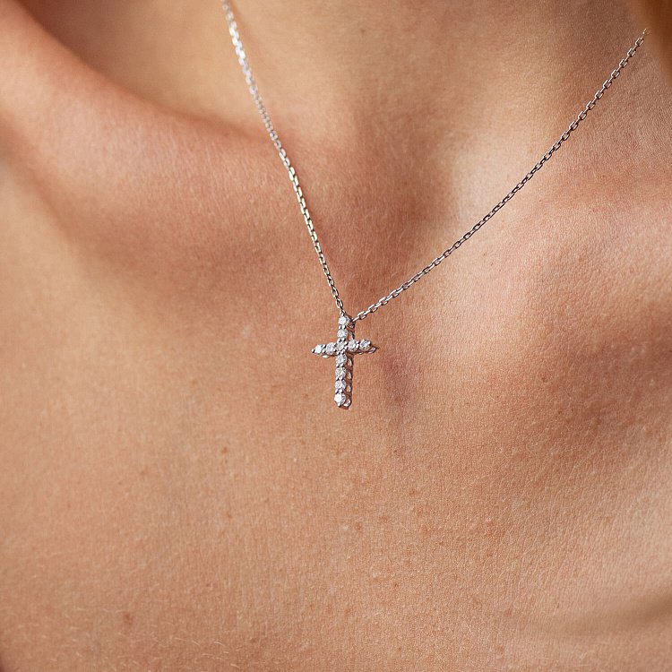 Золотое колье "Крестик" с бриллиантами 738331121 от ювелирного магазина Оникс - 5