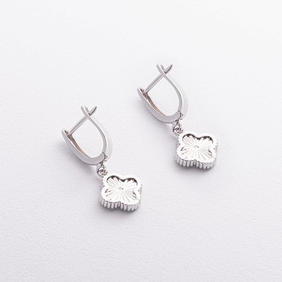 Сережки "Конюшина" в білому золоті с09473 №3