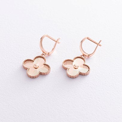 Сережки "Конюшина" в червоному золоті с06776