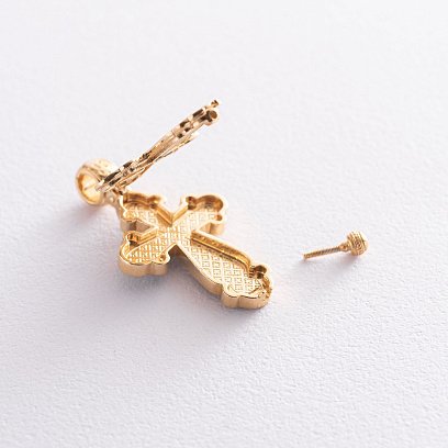 Срібний хрестик-мощевик з розп'яттям 132497 №4