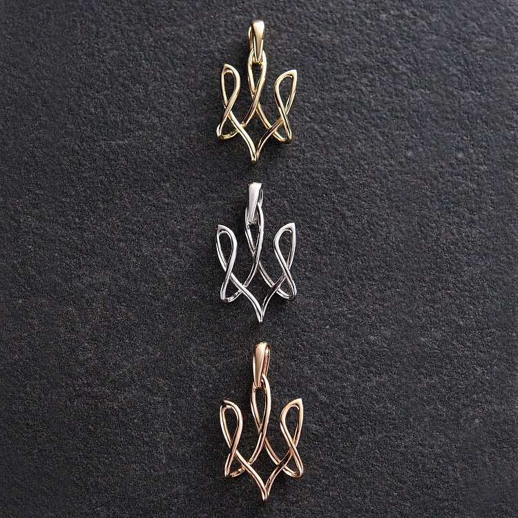 Золотий кулон "Герб України - Тризуб" п03692 від ювелірного магазину Онікс - 9