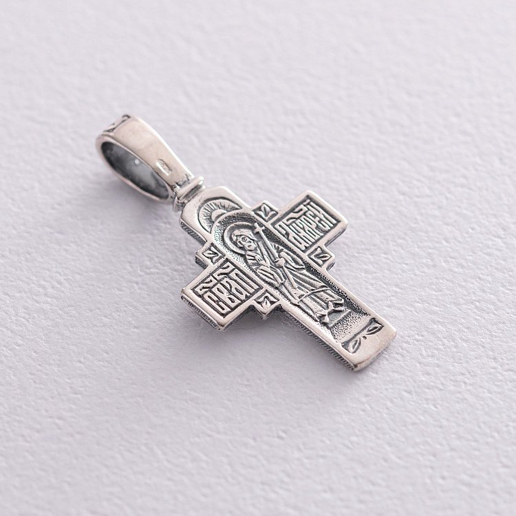 Серебряный крест "Распятие. Апостол Андрей Первозванный" 133081 от ювелирного магазина Оникс - 3