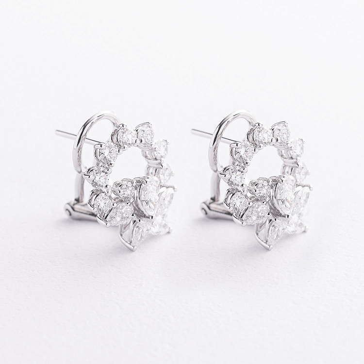 Сережки в білому золоті (діаманти) сб0693cha від ювелірного магазину Онікс - 2